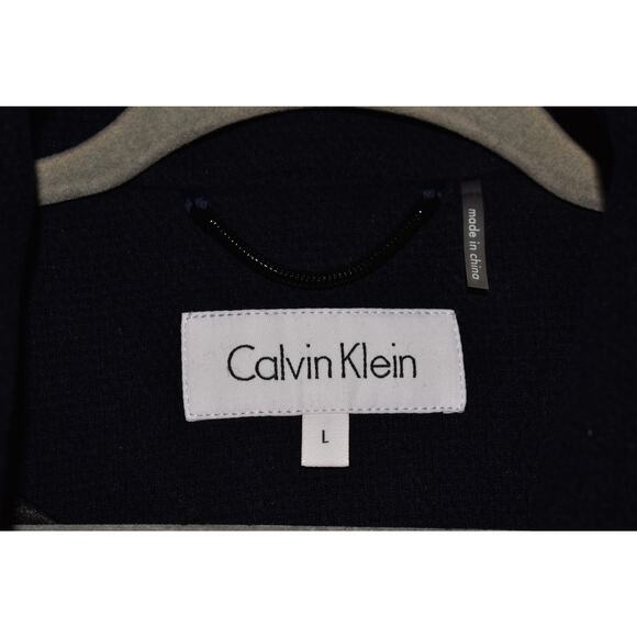 CALVIN‎ KLEIN NEW $275 Navy Wool Blend Coat Asymmetrical Zip Front Large - Picture 3 of 3